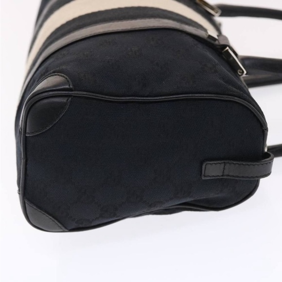 GUCCI GG CANVAS SHERRY Line Handbag Black/White PREOWNED Beautiful Bag - Picture 3 of 16